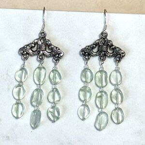 2/20$, Light Green Fluorite Earrings, Genuine Gemstone & Sterling Silver Hooks
